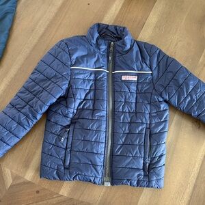 Vineyard Vines Blue Quilted Jacket with Gray Lining